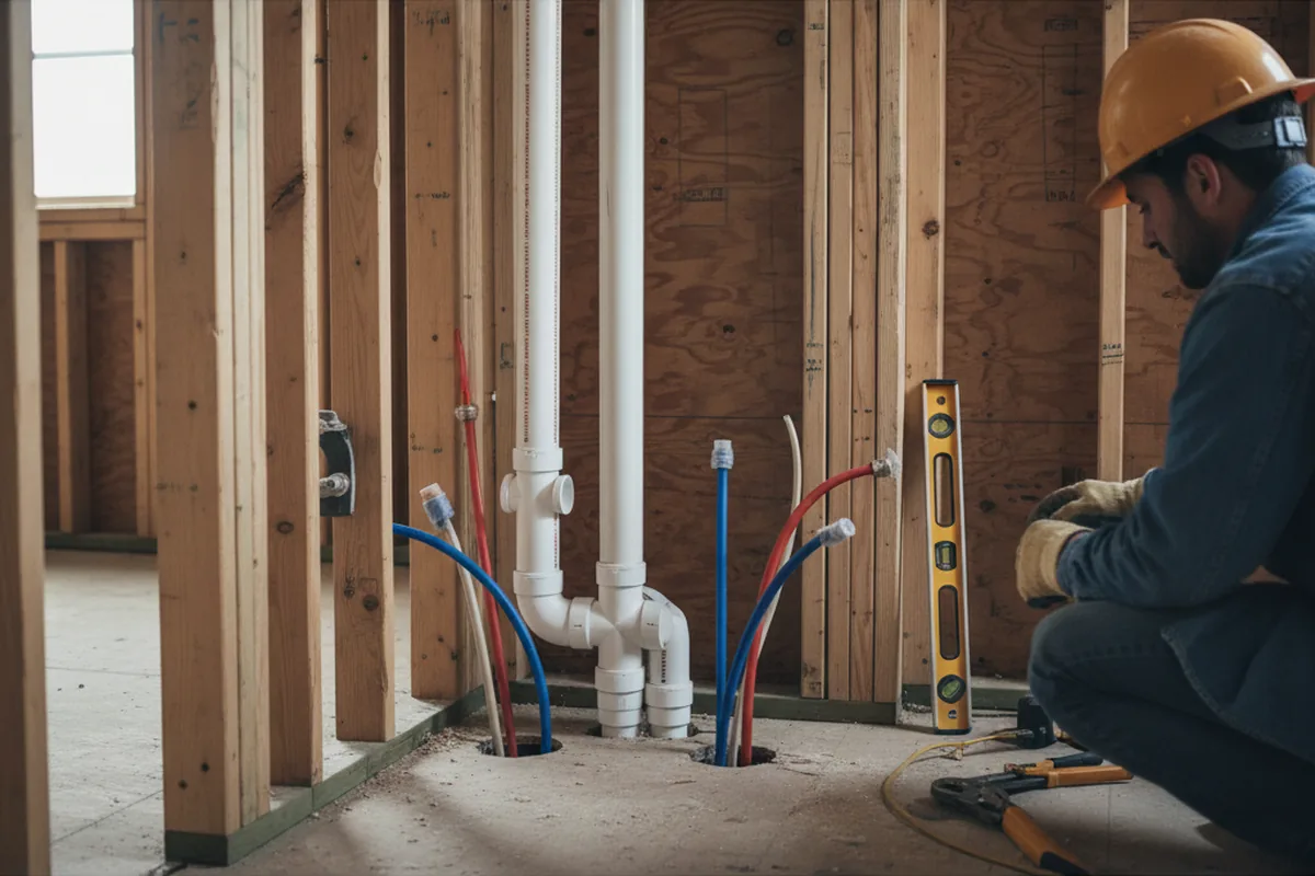 Drain and supply rough-in during Drain Cleaning in Talmo