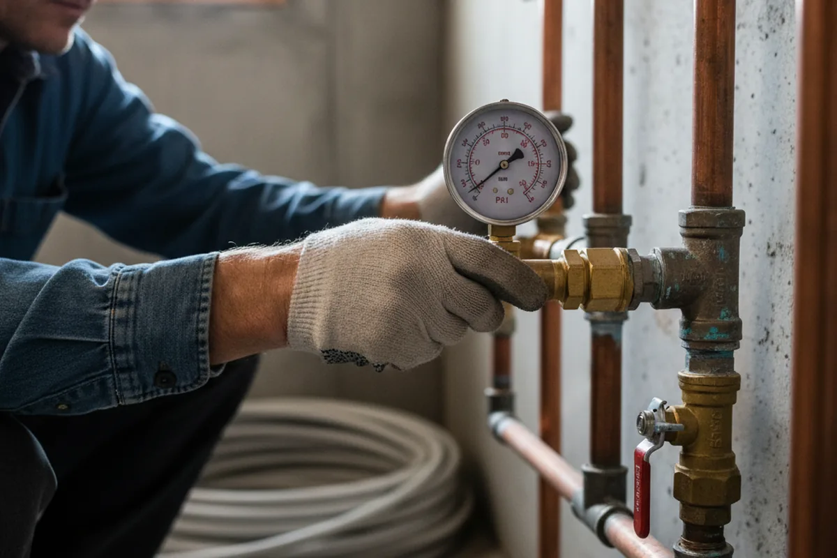 Pressure testing a repaired line during Water Line Repair in Talmo